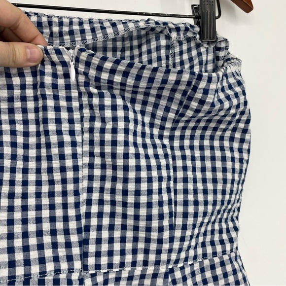 Kenar Gingham blue white checkered strapless jumpsuit waist tie  100% cotton XS - Picture 12 of 16